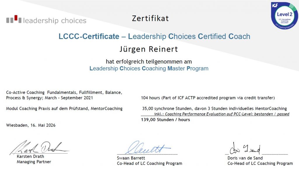 lccc certificate jürgen reinert